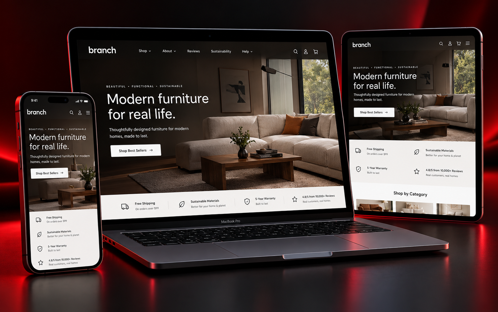 Branch Furniture Shopify store design